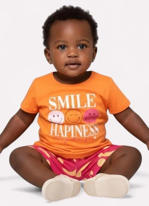 Kyly - Conjunto Infantil Menina Smile Laranja - KYLY