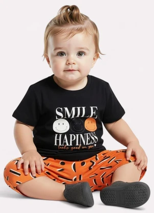 Kyly - Conjunto Infantil Menina Smile Preto - KYLY