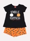Kyly - Conjunto Infantil Menina Smile Laranja - variação: Preto