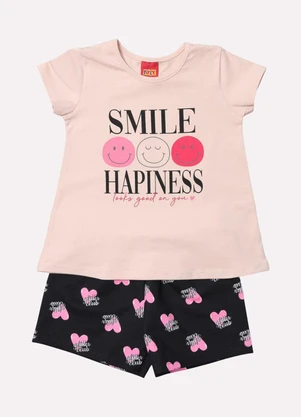 Kyly - Conjunto Infantil Menina Smile Rosa - KYLY