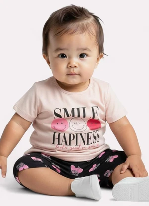 Kyly - Conjunto Infantil Menina Smile Rosa - KYLY