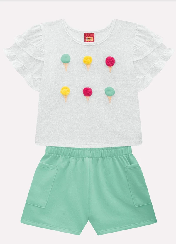 Kyly - Conjunto Infantil Menina Sorvetes Cinza