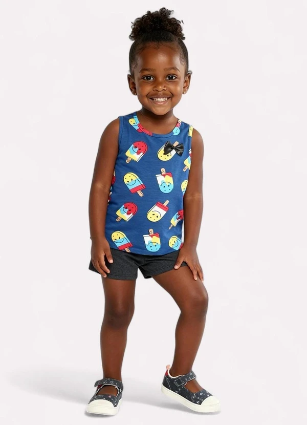 Kyly - Conjunto Infantil Menina Sorvetinho Azul
