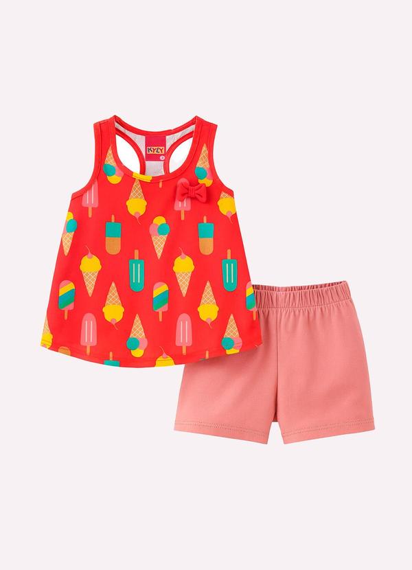 Kyly - Conjunto Infantil Menina Sorvetinho Vermelho
