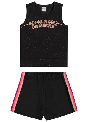 Elian - Conjunto Infantil Menina Sport Preto - ELIAN