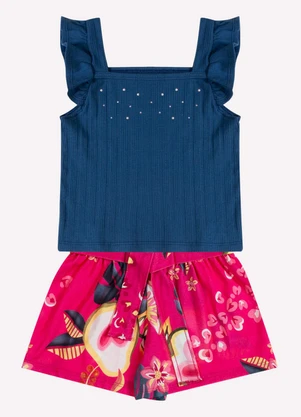 Kyly - Conjunto Infantil Menina Strass Azul - KYLY