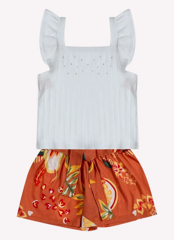 Kyly - Conjunto Infantil Menina Strass Branco