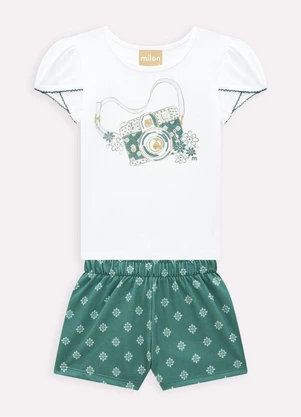 Milon - Conjunto Infantil Menina Strass Branco - MILON