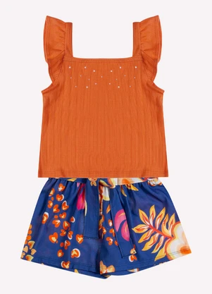 Kyly - Conjunto Infantil Menina Strass Laranja - KYLY