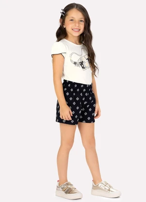 Milon - Conjunto Infantil Menina Strass Off White - MILON