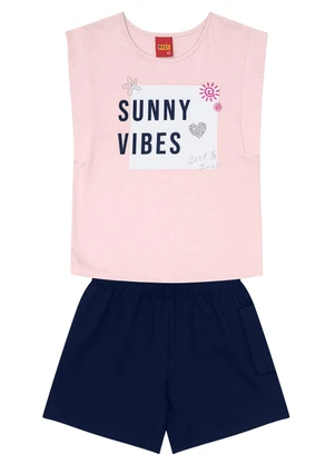 Kyly - Conjunto Infantil Menina Sunny Vibes Rosa - KYLY