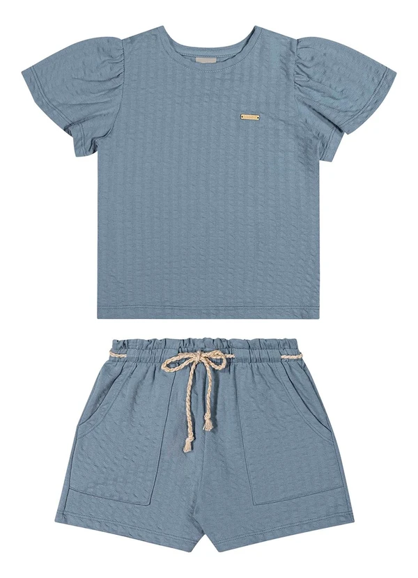 Colorittá - Conjunto Infantil Menina Texturizado Azul