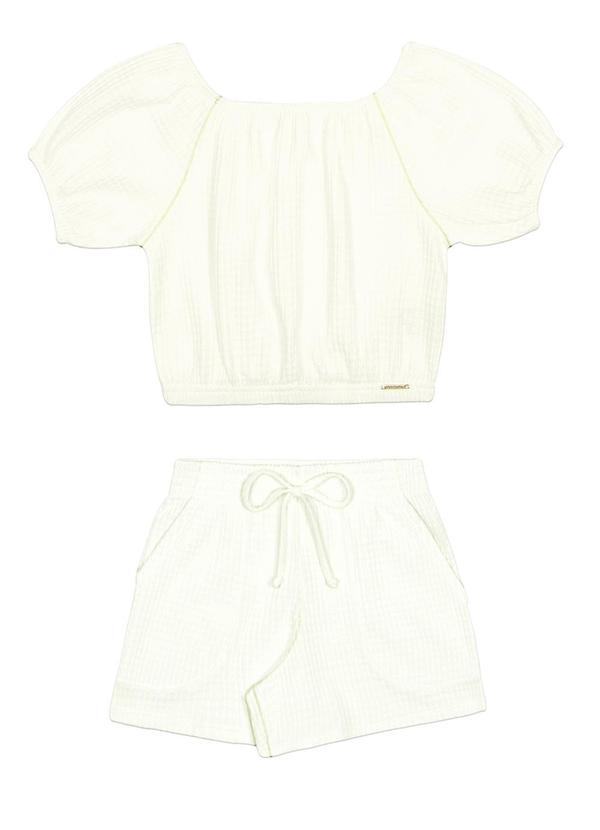 Alakazoo - Conjunto Infantil Menina Texturizado Branco