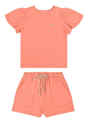 Colorittá - Conjunto Infantil Menina Texturizado Laranja - COLORITTÁ