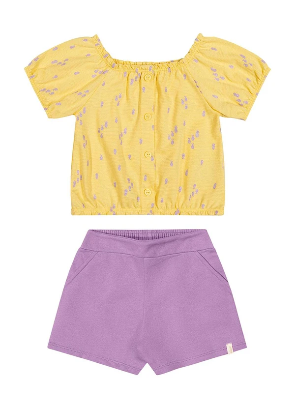Elian - Conjunto Infantil Menina Tropicais Elian Amarelo 1