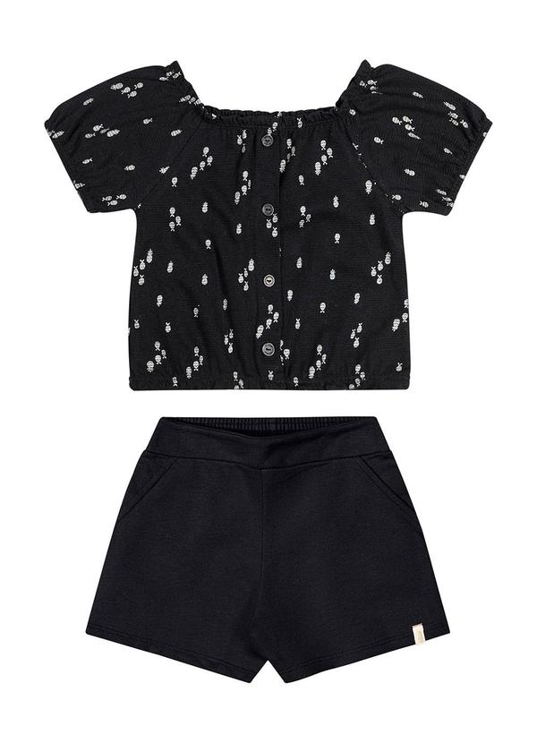 Elian - Conjunto Infantil Menina Tropicais Elian Preto