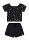 Elian - Conjunto Infantil Menina Tropicais Elian Amarelo - variação: Preto