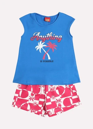 Kyly - Conjunto Infantil Menina Tropical Azul - KYLY