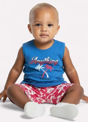 Kyly - Conjunto Infantil Menina Tropical Azul - KYLY