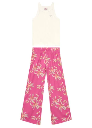 Brandili - Conjunto Infantil Menina Tropical Bege - BRANDILI