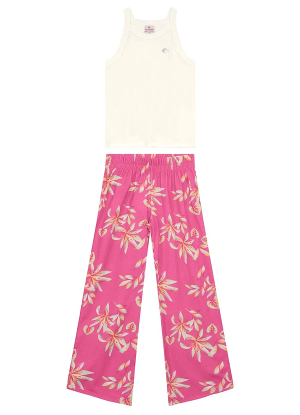 Brandili - Conjunto Infantil Menina Tropical Bege