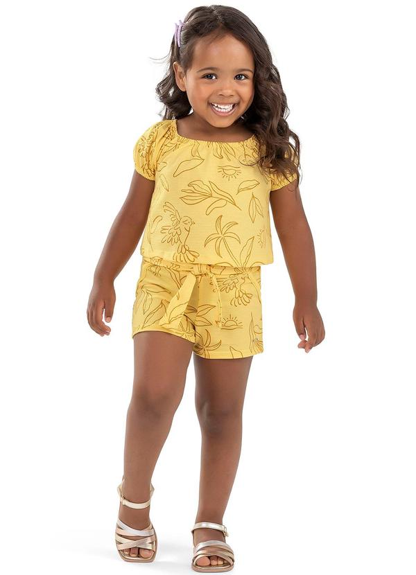 Elian - Conjunto Infantil Menina Tropical Elian Amarelo