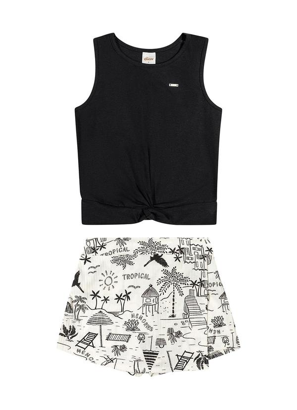 Elian - Conjunto Infantil Menina Tropical Elian Preto