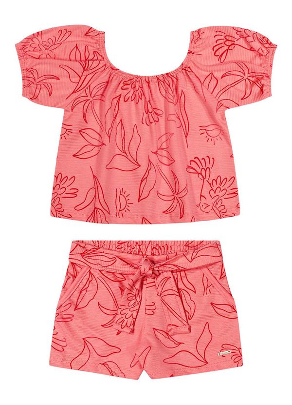 Elian - Conjunto Infantil Menina Tropical Elian Rosa