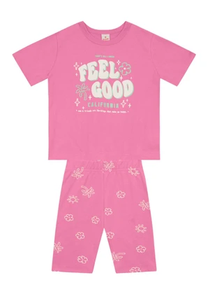 Brandili - Conjunto Infantil Menina Tropical em Gel Rosa - BRANDILI