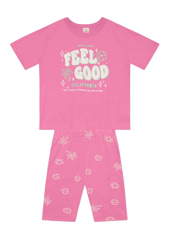 Brandili - Conjunto Infantil Menina Tropical em Gel Rosa