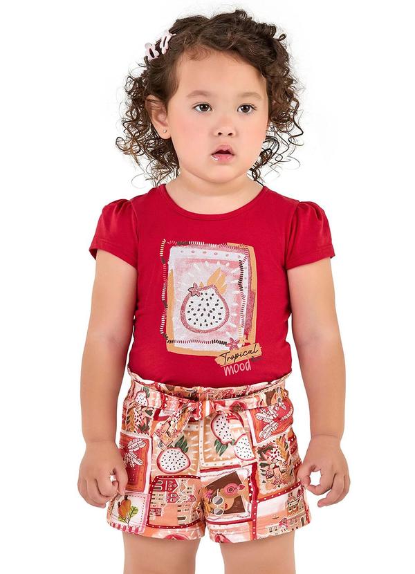 Elian - Conjunto Infantil Menina Tropical Mood Vermelho