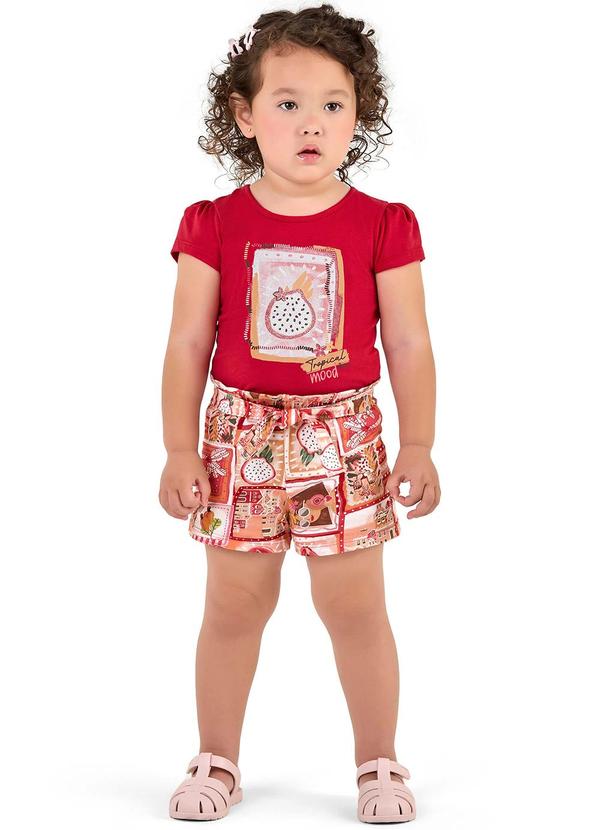 Elian - Conjunto Infantil Menina Tropical Mood Vermelho 2