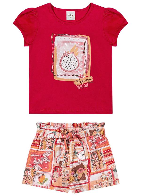 Elian - Conjunto Infantil Menina Tropical Mood Vermelho 3