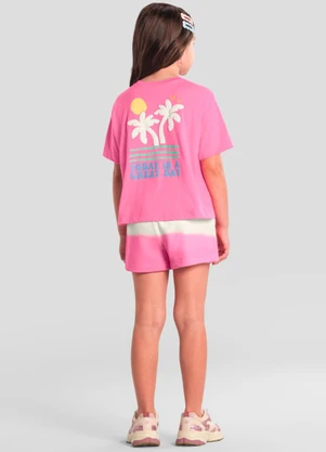 Brandili - Conjunto Infantil Menina Tropical Rosa - BRANDILI