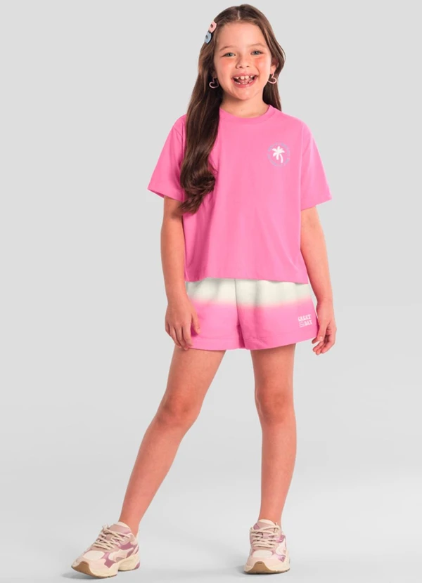 Brandili - Conjunto Infantil Menina Tropical Rosa