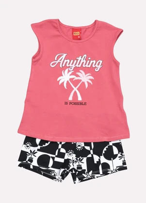 Kyly - Conjunto Infantil Menina Tropical Vermelho - KYLY