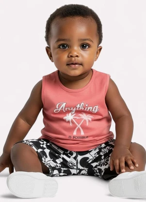 Kyly - Conjunto Infantil Menina Tropical Vermelho - KYLY