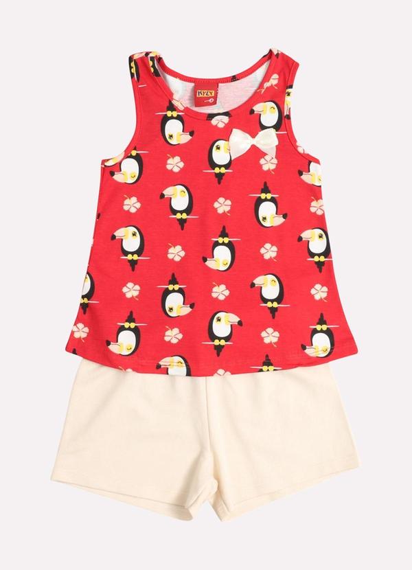 Kyly - Conjunto Infantil Menina Tucano Vermelho 1