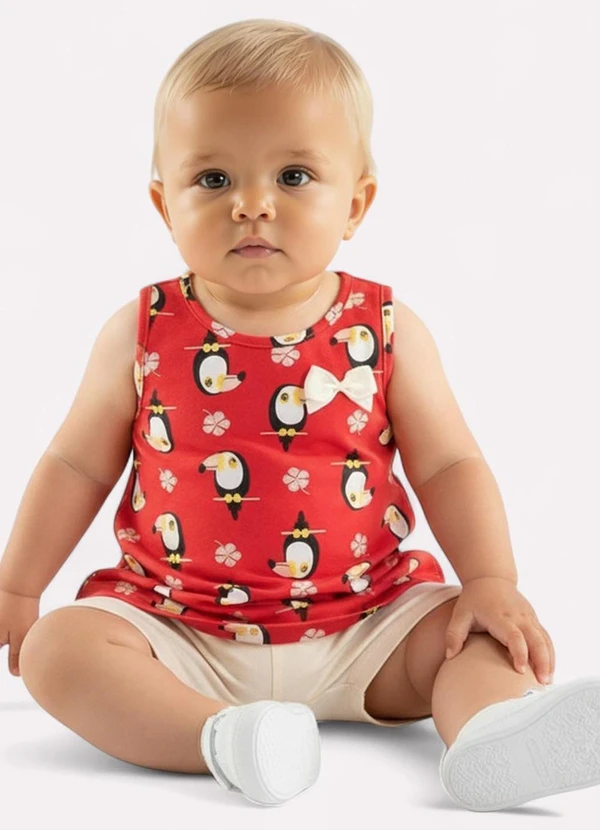Kyly - Conjunto Infantil Menina Tucano Vermelho
