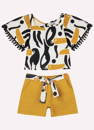 Nanai - Conjunto Infantil Menina Tucanos Branco - NANAI