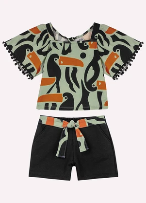 Nanai - Conjunto Infantil Menina Tucanos Verde - NANAI