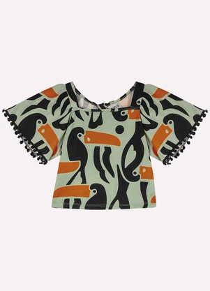 Nanai - Conjunto Infantil Menina Tucanos Verde - NANAI
