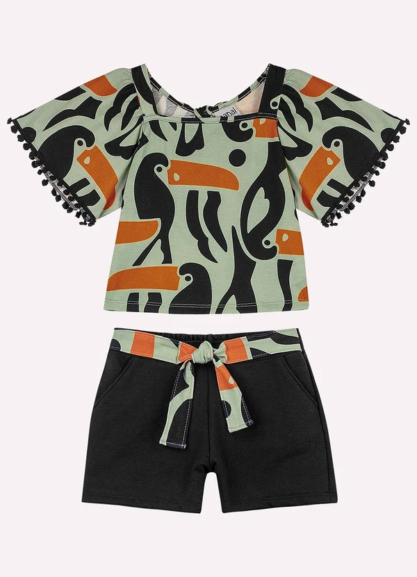 Nanai - Conjunto Infantil Menina Tucanos Verde