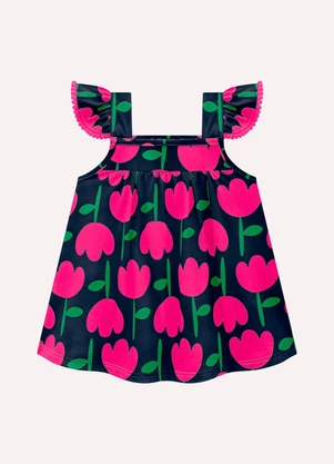 Kyly - Conjunto Infantil Menina Tulipas Azul Marinho - KYLY