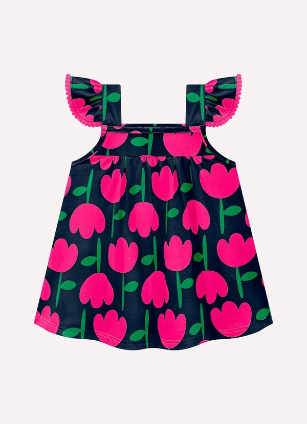 Kyly - Conjunto Infantil Menina Tulipas Azul Marinho 2