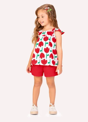 Kyly - Conjunto Infantil Menina Tulipas Branco - KYLY