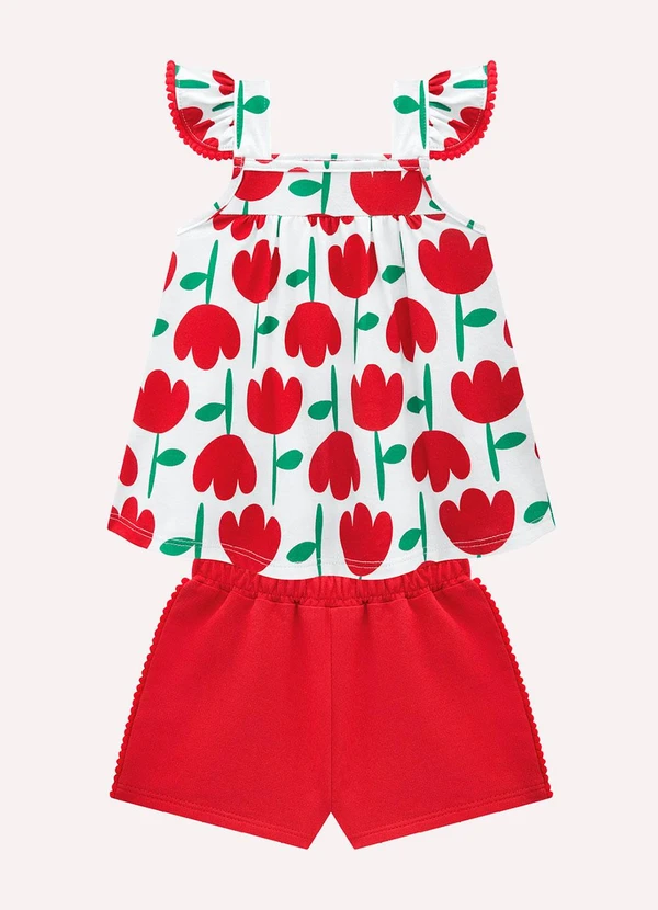 Kyly - Conjunto Infantil Menina Tulipas Branco 2