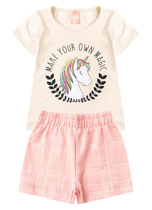 Rosa Azul - Conjunto Infantil Menina Unicórnio Iaia Bege