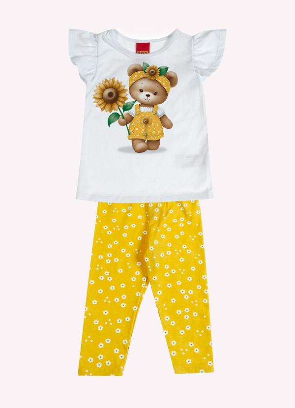 Kyly - Conjunto Infantil Menina Ursinha Branco