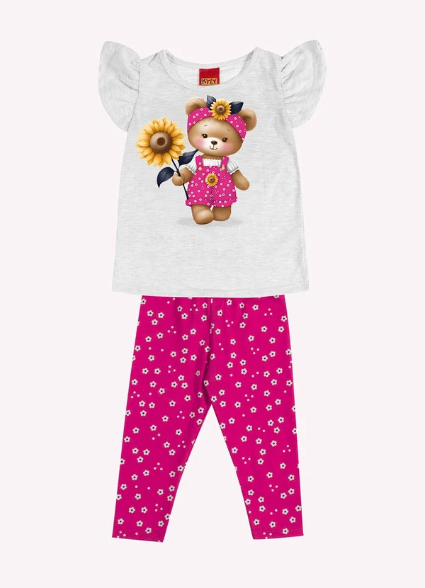 Kyly - Conjunto Infantil Menina Ursinha Cinza